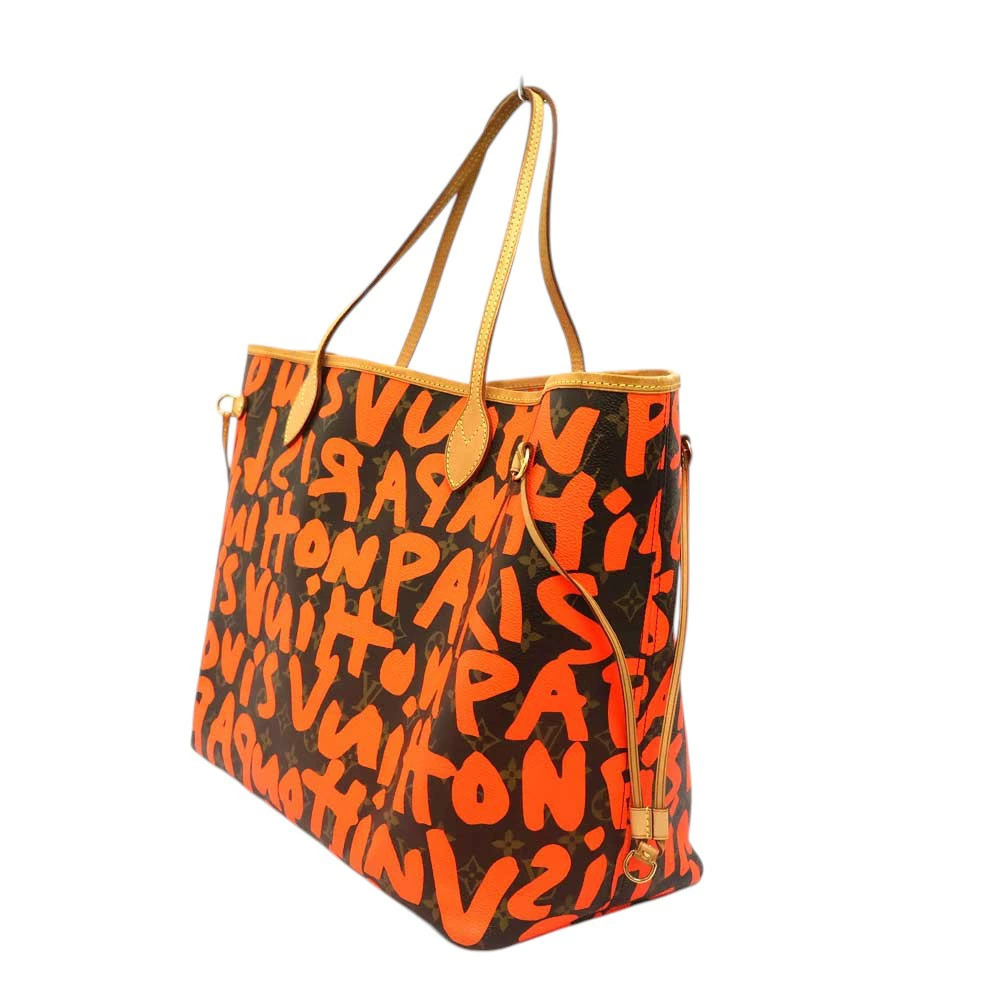 Louis Vuitton Neverfull Tote Bag Orange Graffiti Leather